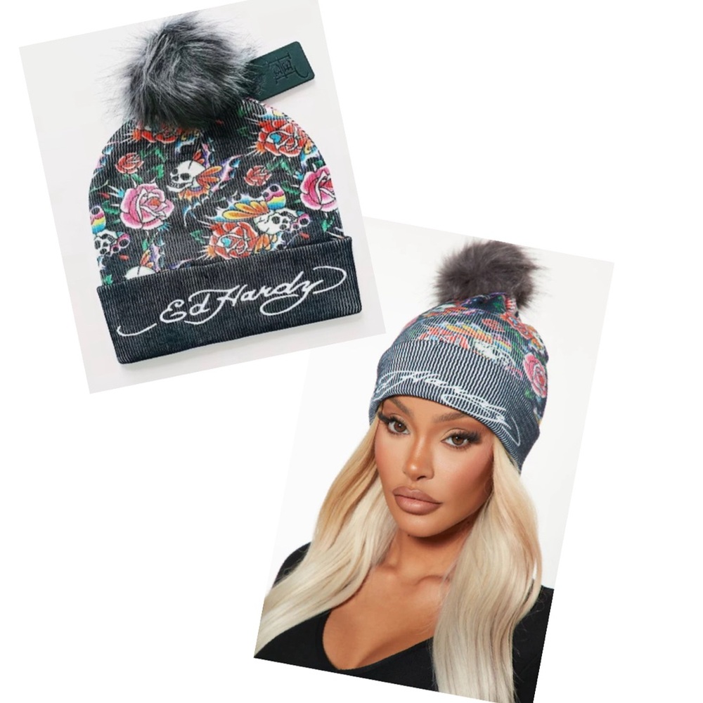 Ed Hardy Pom Beanie NEW! - Picture 1 of 4